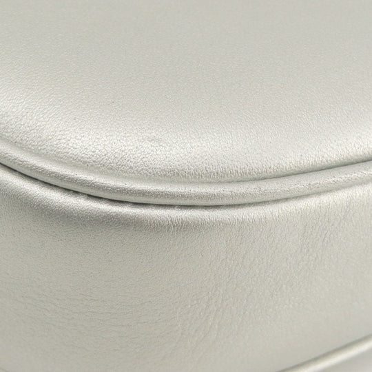 CELINE Shoulder Bag leather Silver Long shoulder Women Used Authentic
