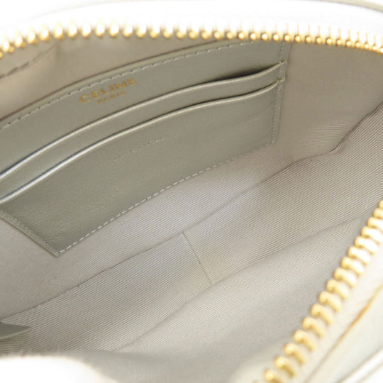 CELINE Shoulder Bag leather Silver Long shoulder Women Used Authentic