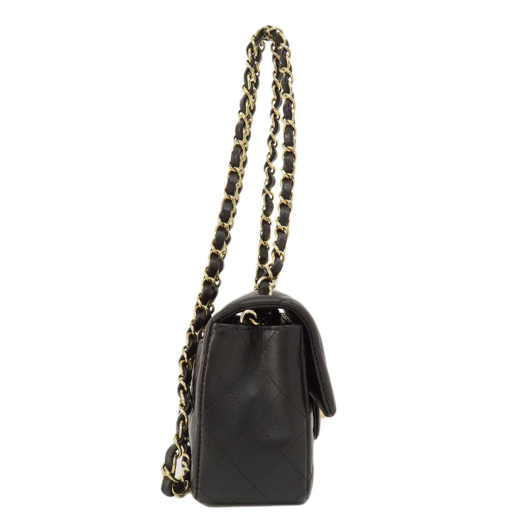 CHANEL Shoulder Bag lambskin black ChainShoulder Matelasse Gold Metal