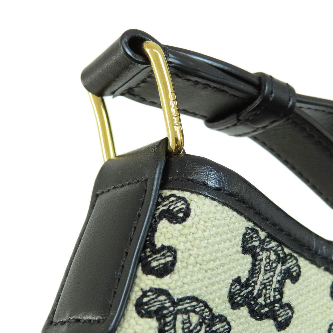 CELINE Shoulder Bag canvas black Small Bucket Triomphe Women Used Authentic