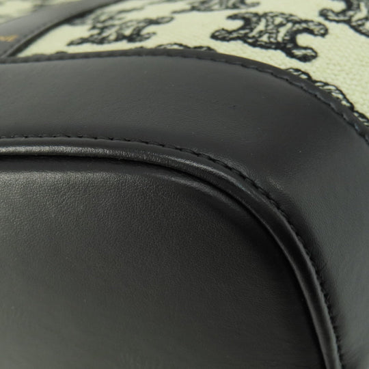 CELINE Shoulder Bag canvas black Small Bucket Triomphe Women Used Authentic