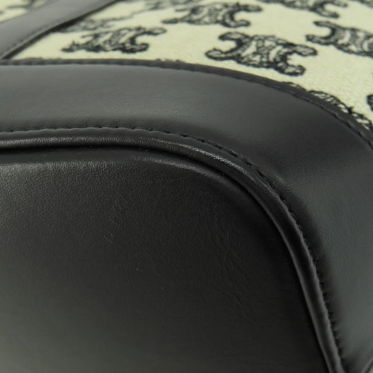 CELINE Shoulder Bag canvas black Small Bucket Triomphe Women Used Authentic