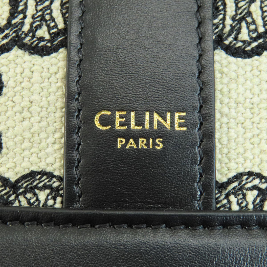 CELINE Shoulder Bag canvas black Small Bucket Triomphe Women Used Authentic