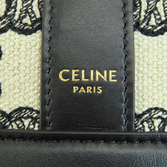 CELINE Shoulder Bag canvas black Small Bucket Triomphe Women Used Authentic