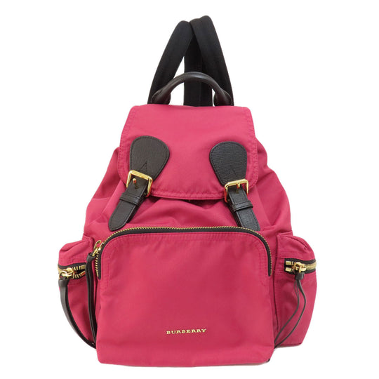 BURBERRY Backpack Nylon pink logo Women Used Authentic