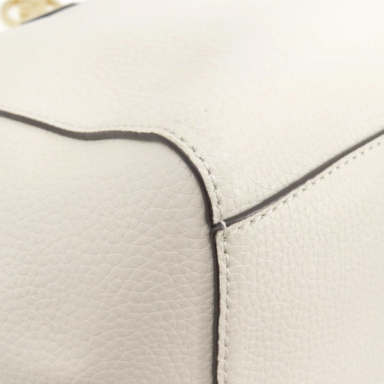 MICHAEL KORS Tote Bag leather white logo Women Used Authentic