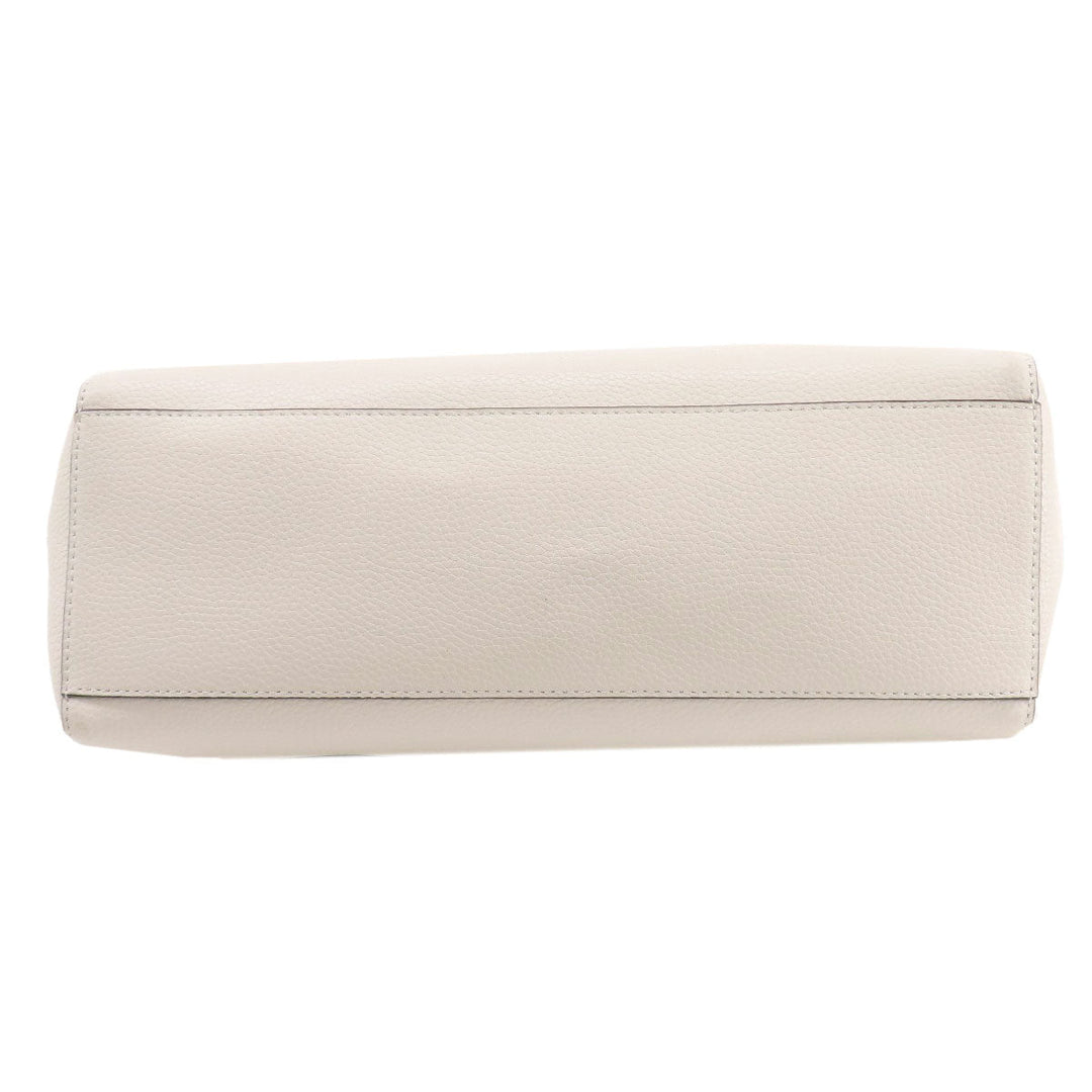 MICHAEL KORS Tote Bag leather white logo Women Used Authentic