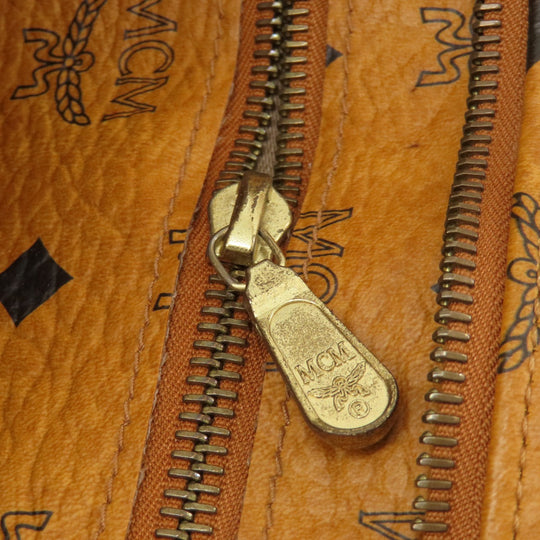MCM Shoulder Bag leather Brown Logo design Women Used Authentic