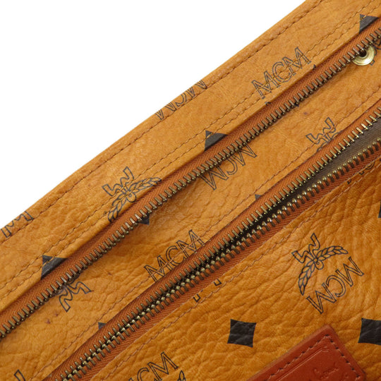 MCM Shoulder Bag leather Brown Logo design Women Used Authentic