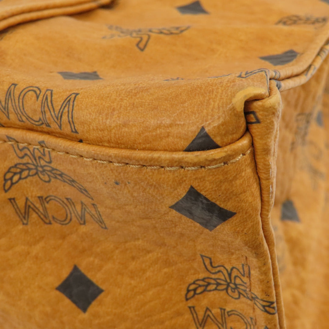 MCM Shoulder Bag leather Brown Logo design Women Used Authentic