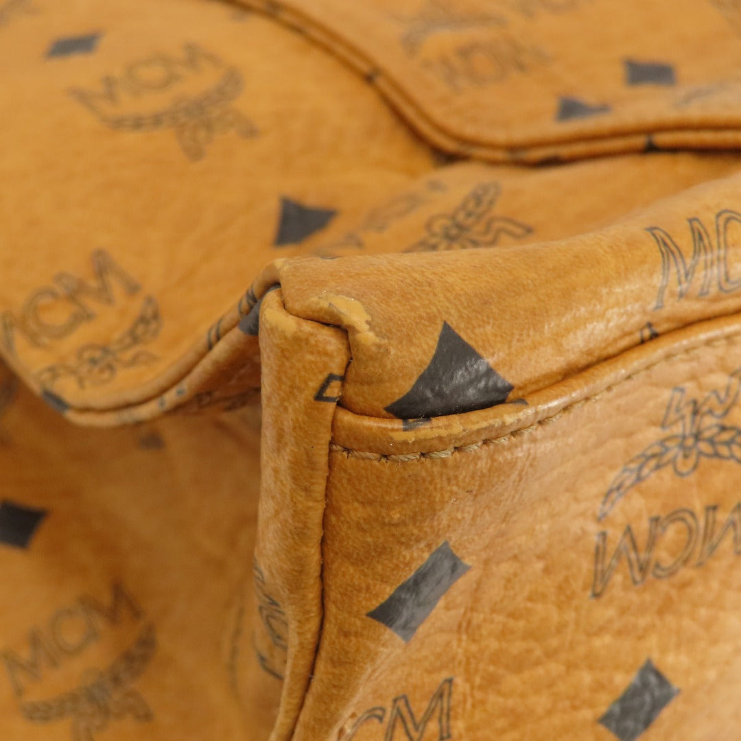 MCM Shoulder Bag leather Brown Logo design Women Used Authentic