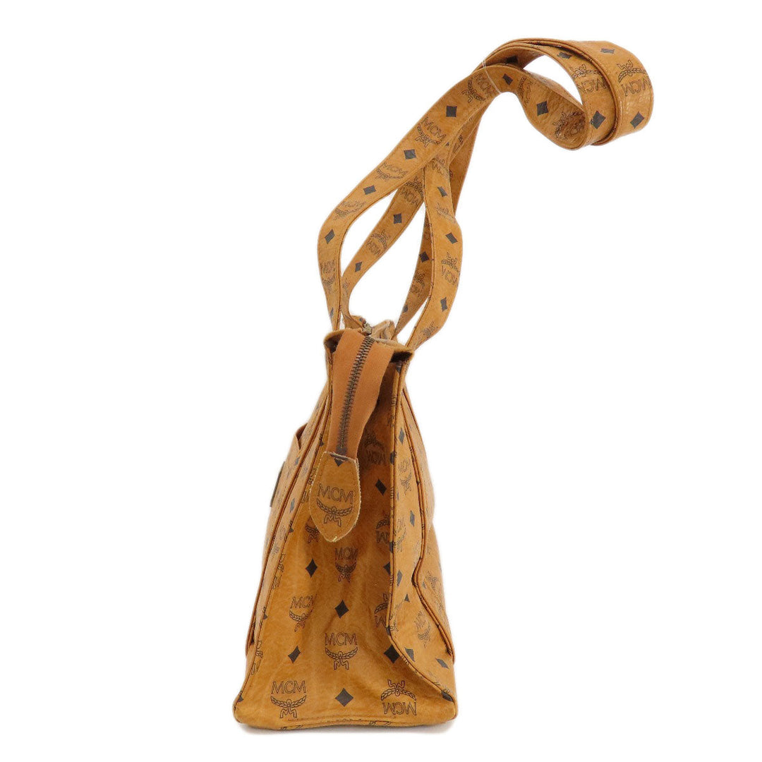 MCM Shoulder Bag leather Brown Logo design Women Used Authentic