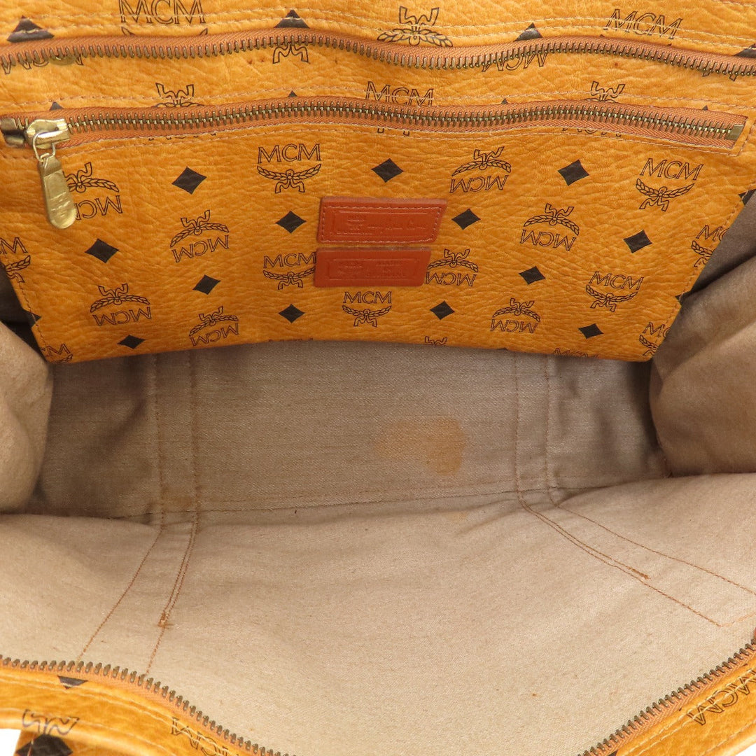 MCM Shoulder Bag leather Brown Logo design Women Used Authentic