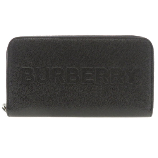 BURBERRY Long Wallet Purse leather black Logo motif mens(Unisex) Used Authentic