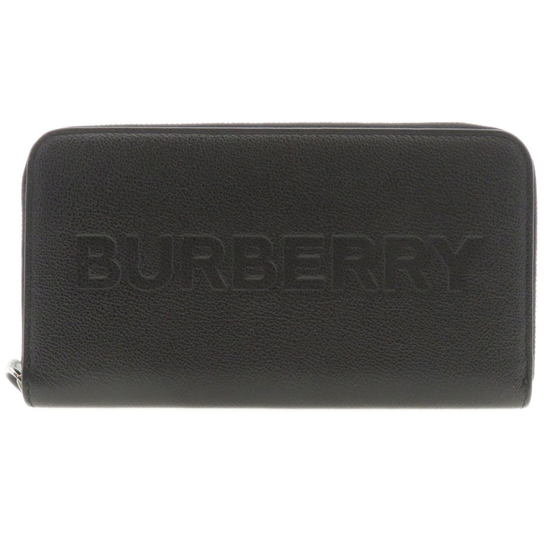 BURBERRY Long Wallet Purse leather black Logo motif mens(Unisex) Used Authentic