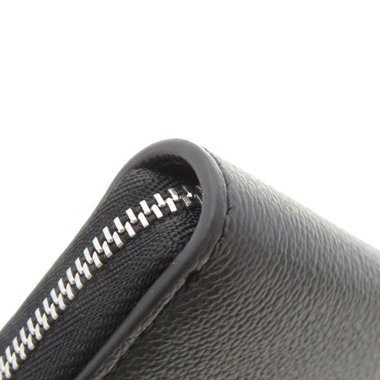 BURBERRY Long Wallet Purse leather black Logo motif mens(Unisex) Used Authentic