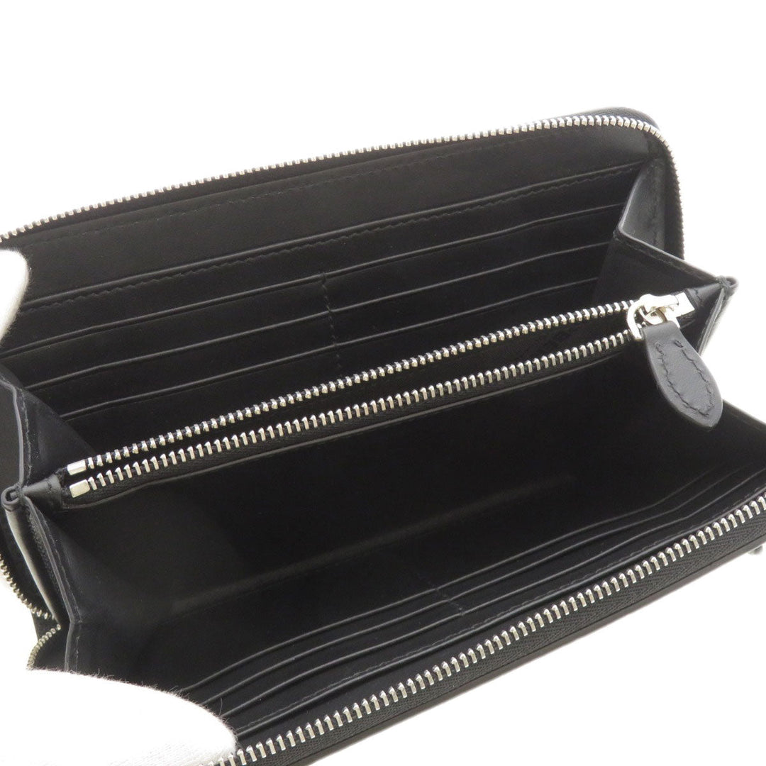 BURBERRY Long Wallet Purse leather black Logo motif mens(Unisex) Used Authentic