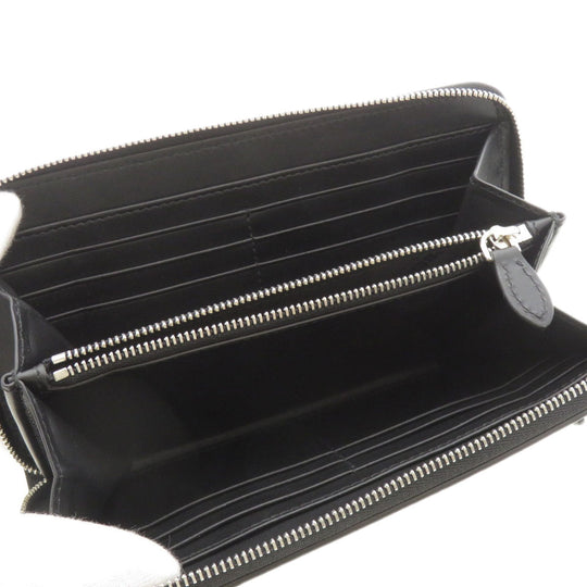 BURBERRY Long Wallet Purse leather black Logo motif mens(Unisex) Used Authentic