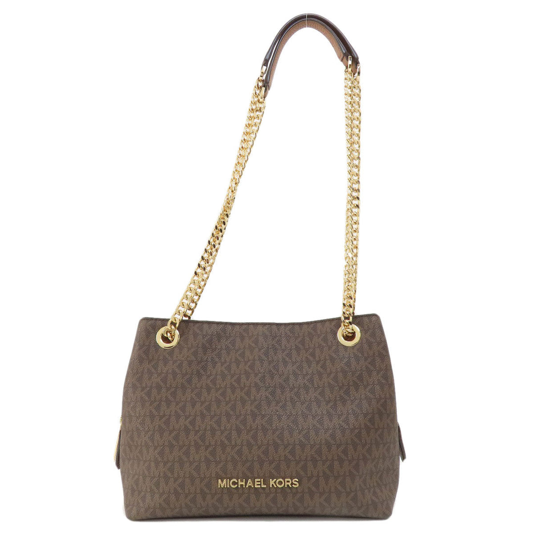 MICHAEL KORS Shoulder Bag PVC Brown MK signature Women Used Authentic