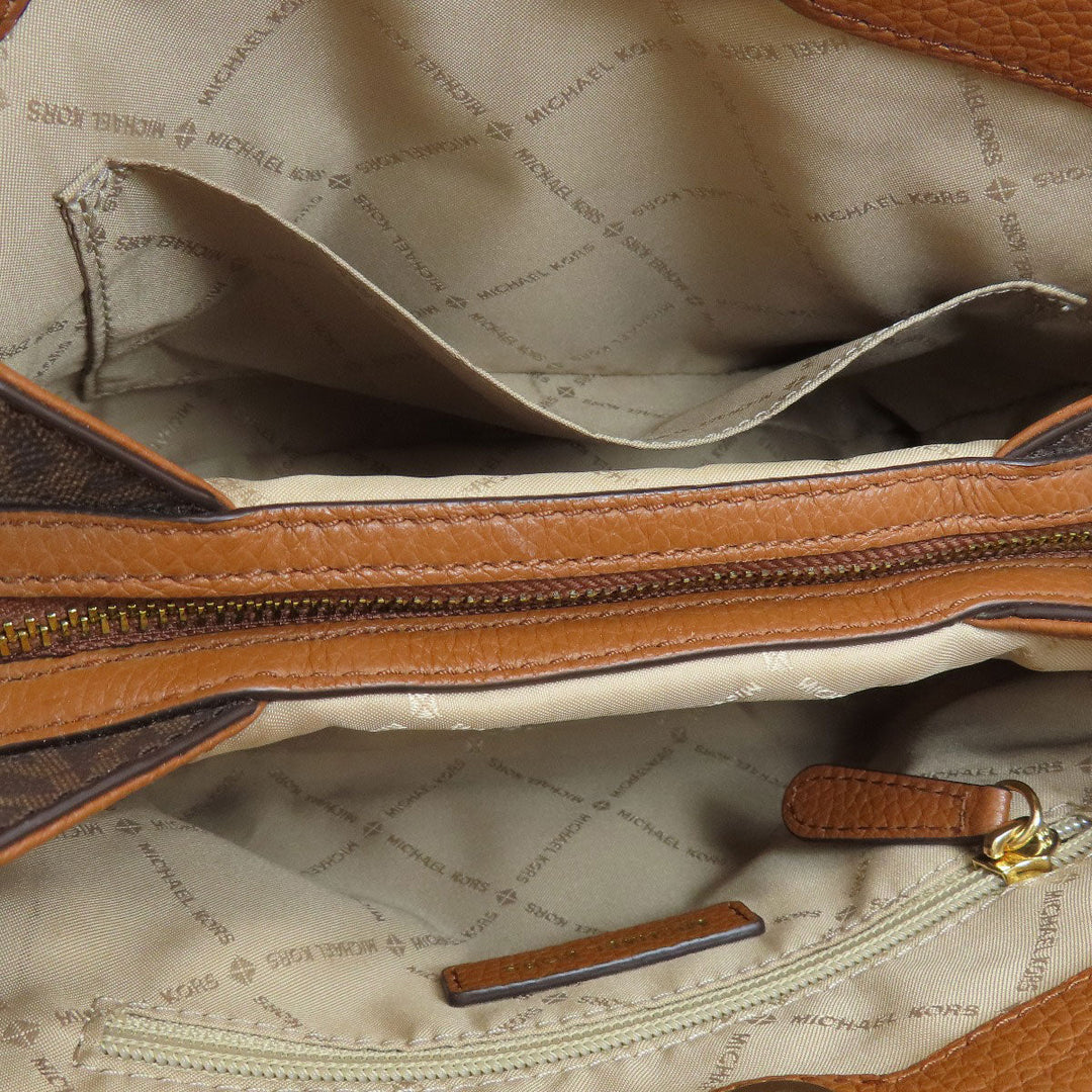 MICHAEL KORS Shoulder Bag PVC Brown MK signature Women Used Authentic