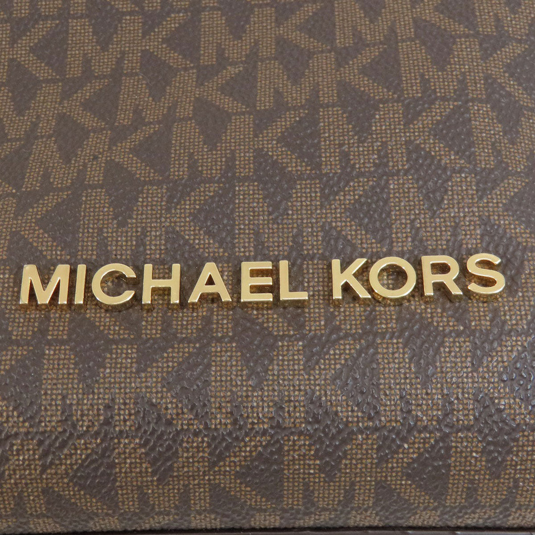 MICHAEL KORS Shoulder Bag PVC Brown MK signature Women Used Authentic