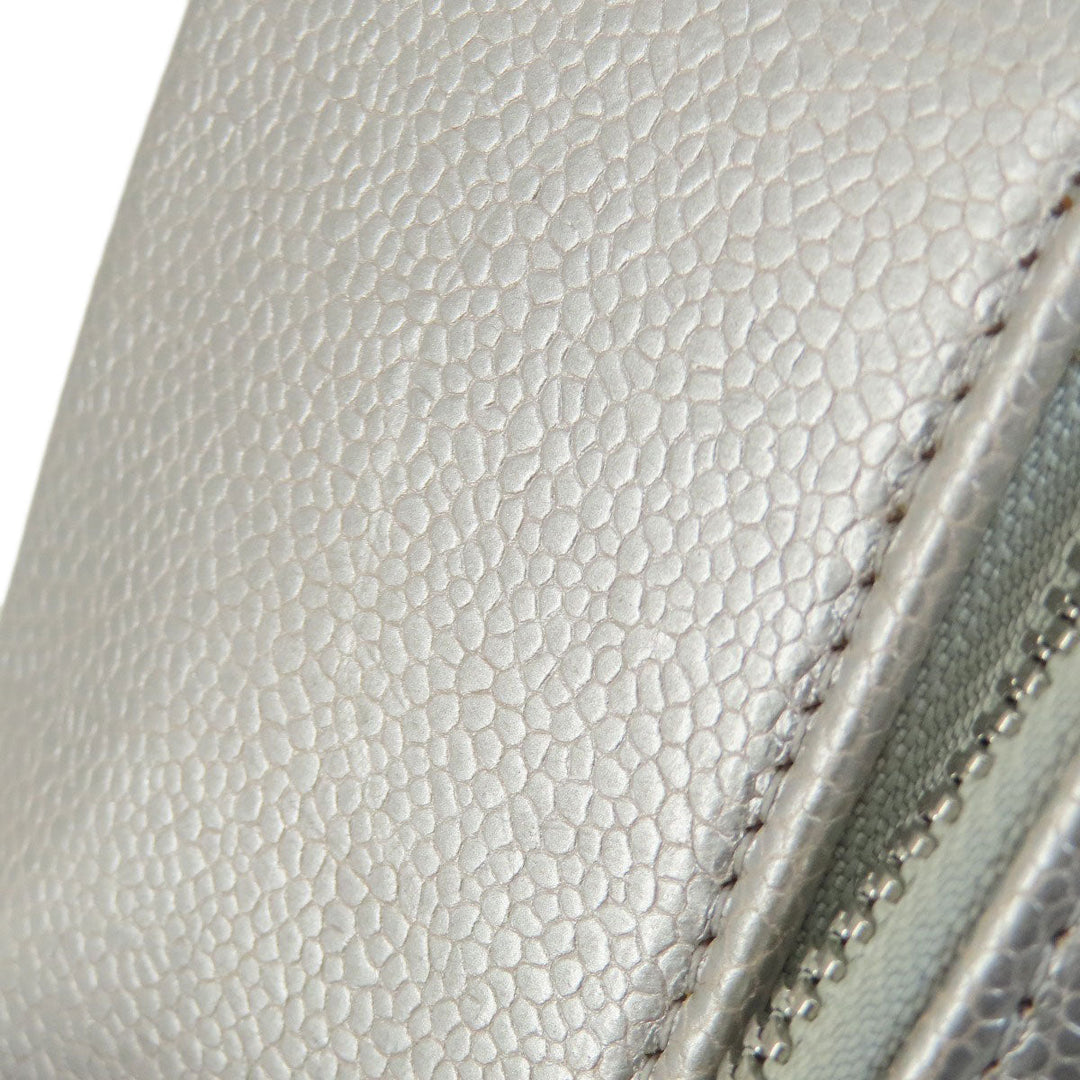 CHANEL Shoulder Bag Caviar skin Silver CC Filigree Vanity Bag SilverMetal