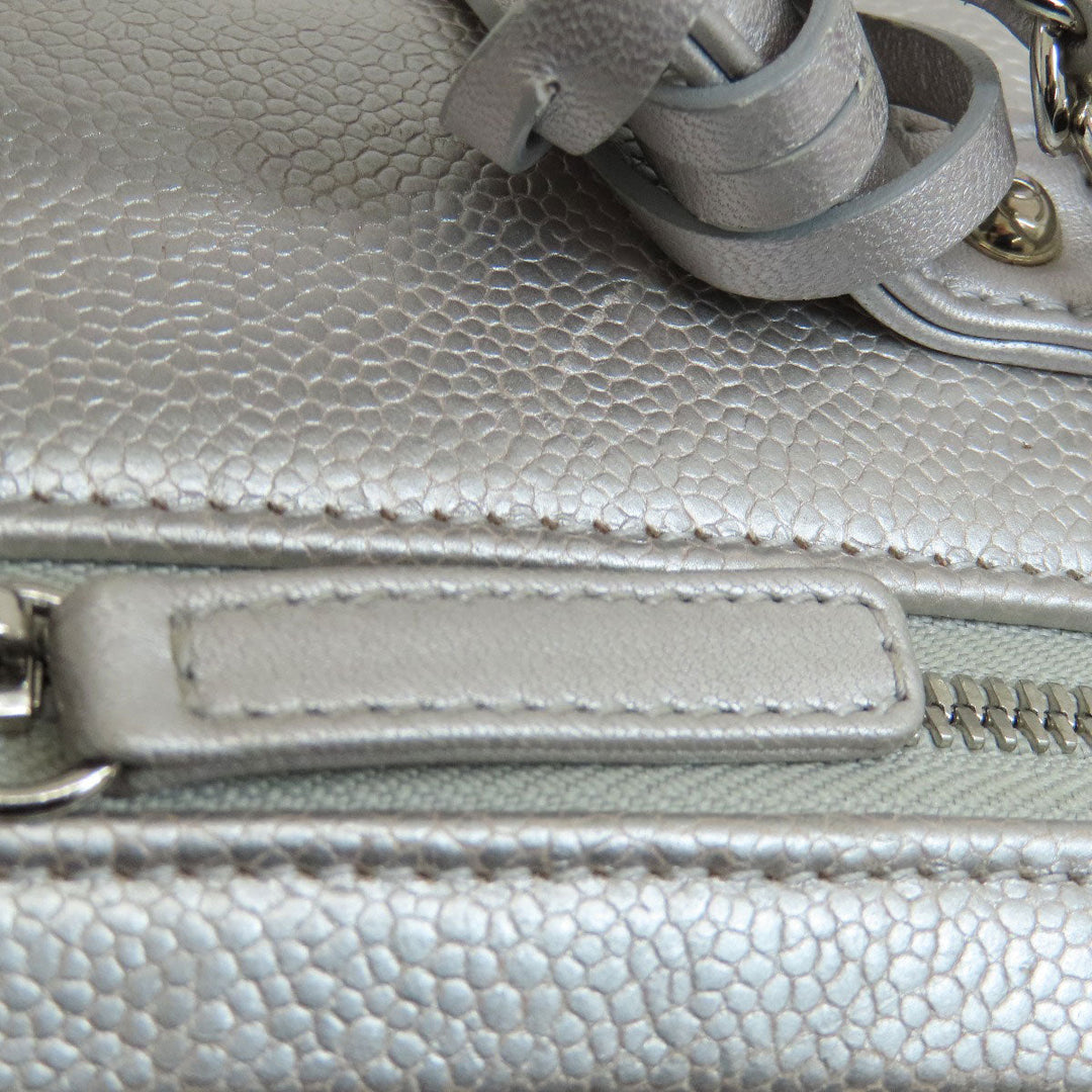 CHANEL Shoulder Bag Caviar skin Silver CC Filigree Vanity Bag SilverMetal