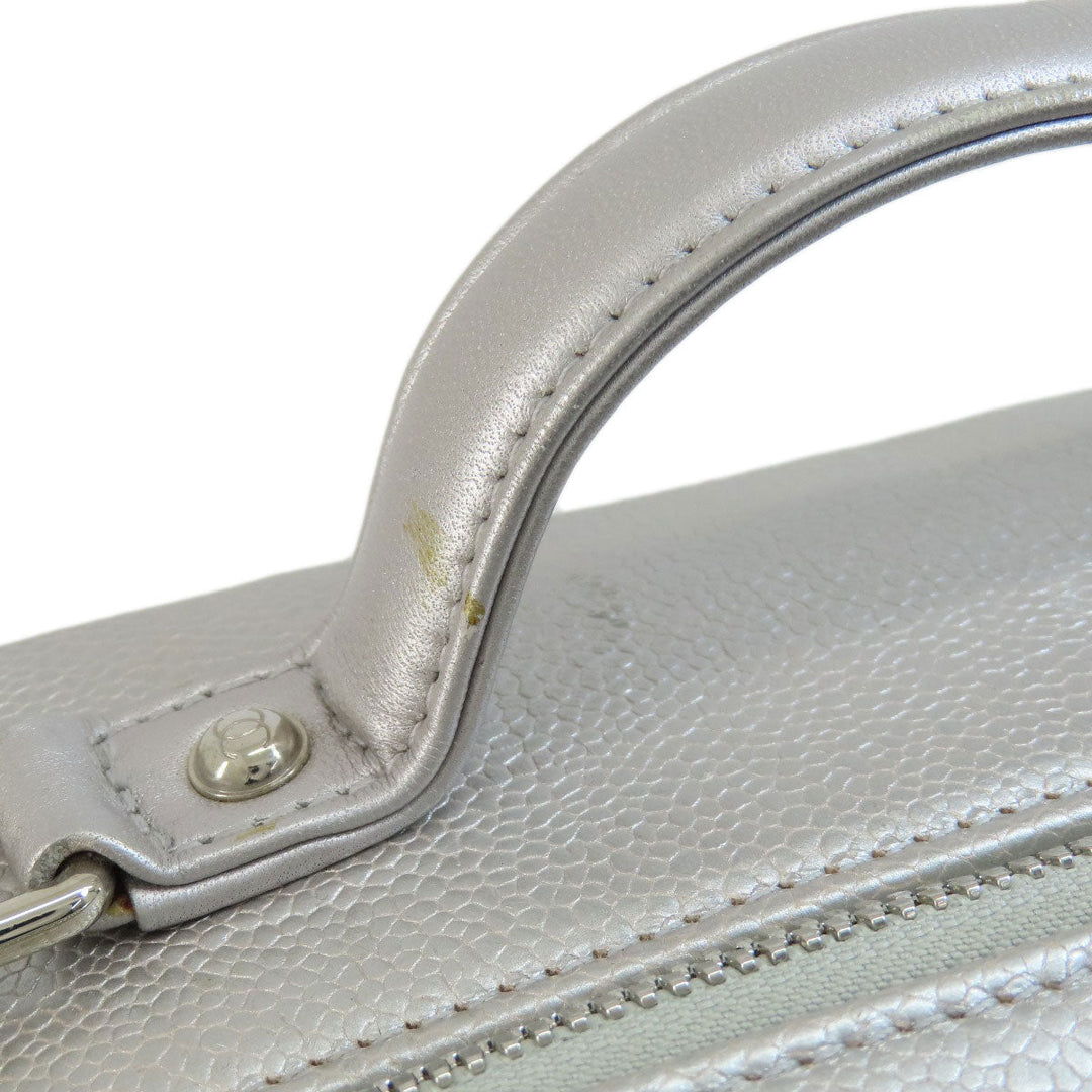 CHANEL Shoulder Bag Caviar skin Silver CC Filigree Vanity Bag SilverMetal
