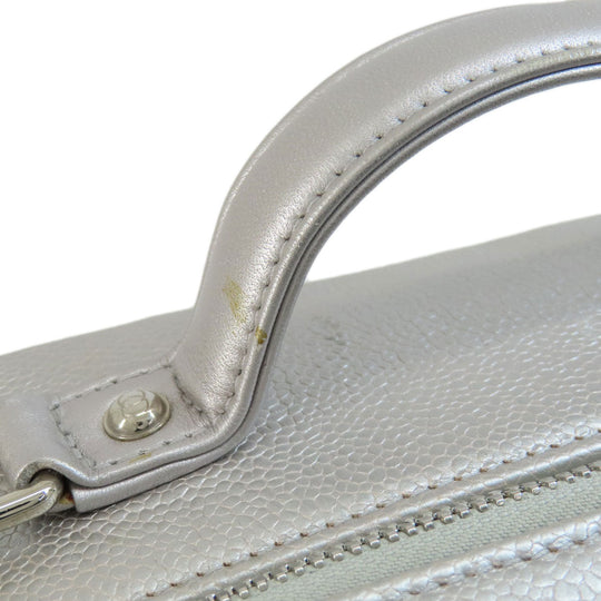 CHANEL Shoulder Bag Caviar skin Silver CC Filigree Vanity Bag SilverMetal