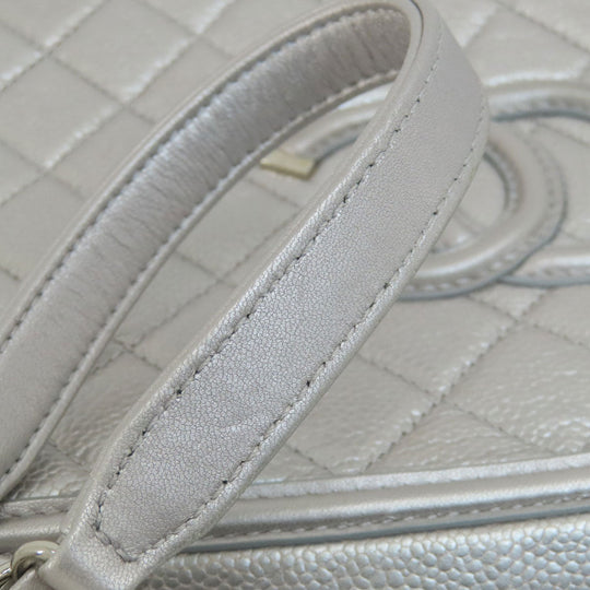 CHANEL Shoulder Bag Caviar skin Silver CC Filigree Vanity Bag SilverMetal