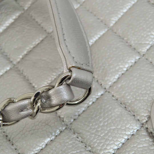 CHANEL Shoulder Bag Caviar skin Silver CC Filigree Vanity Bag SilverMetal