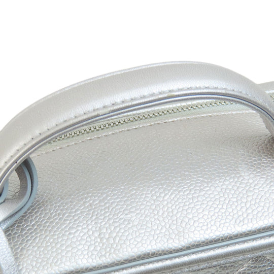 CHANEL Shoulder Bag Caviar skin Silver CC Filigree Vanity Bag SilverMetal