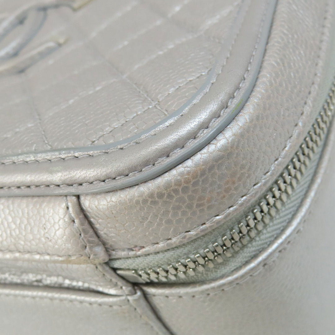 CHANEL Shoulder Bag Caviar skin Silver CC Filigree Vanity Bag SilverMetal