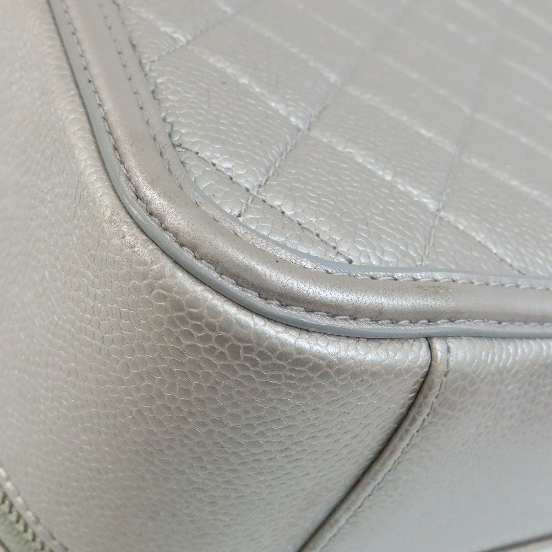 CHANEL Shoulder Bag Caviar skin Silver CC Filigree Vanity Bag SilverMetal