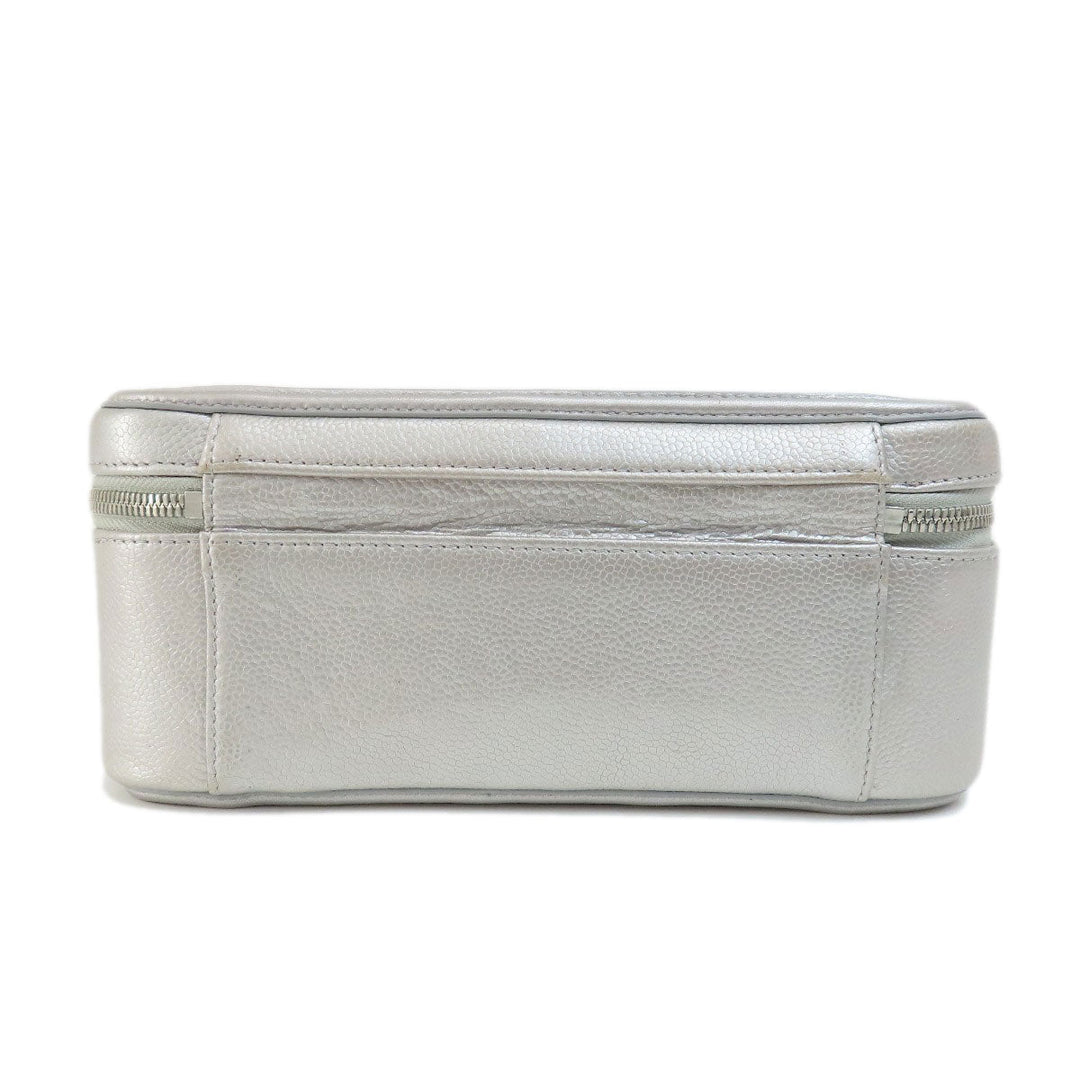 CHANEL Shoulder Bag Caviar skin Silver CC Filigree Vanity Bag SilverMetal