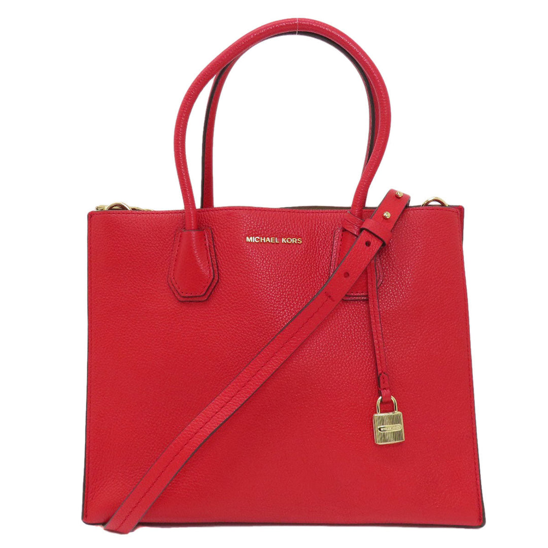 MICHAEL KORS Handbag leather Red 2WAY Women Used Authentic