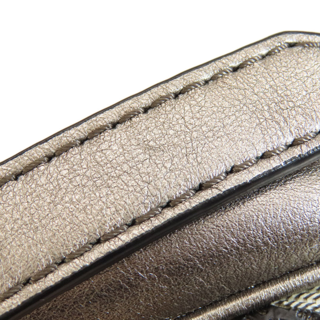 BURBERRY Handbag PVC beige Nova Check Flower Embossed Women Used Authentic