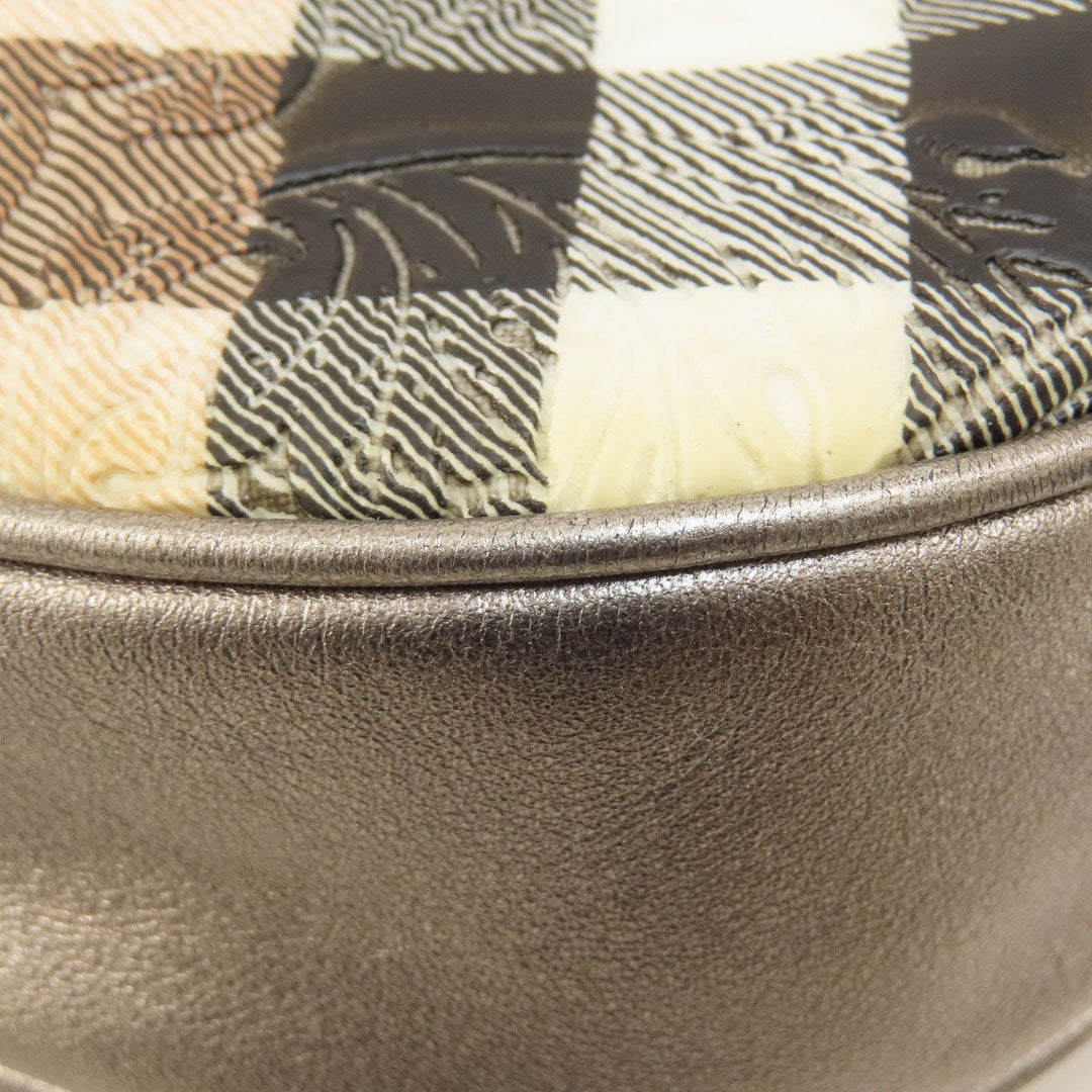 BURBERRY Handbag PVC beige Nova Check Flower Embossed Women Used Authentic