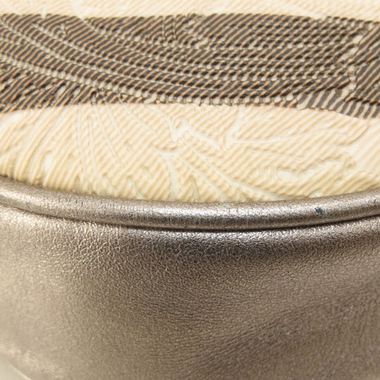 BURBERRY Handbag PVC beige Nova Check Flower Embossed Women Used Authentic