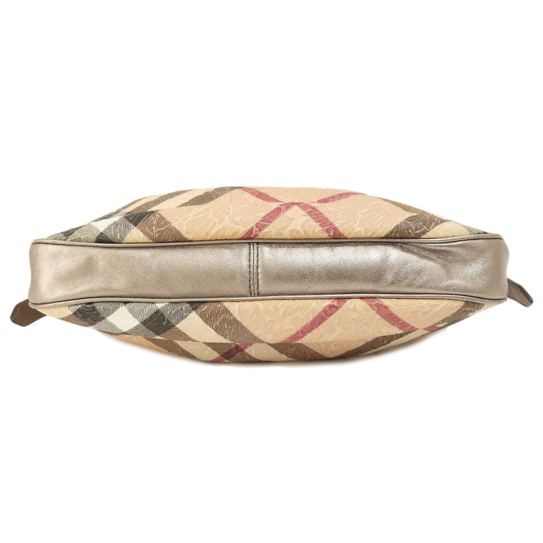 BURBERRY Handbag PVC beige Nova Check Flower Embossed Women Used Authentic