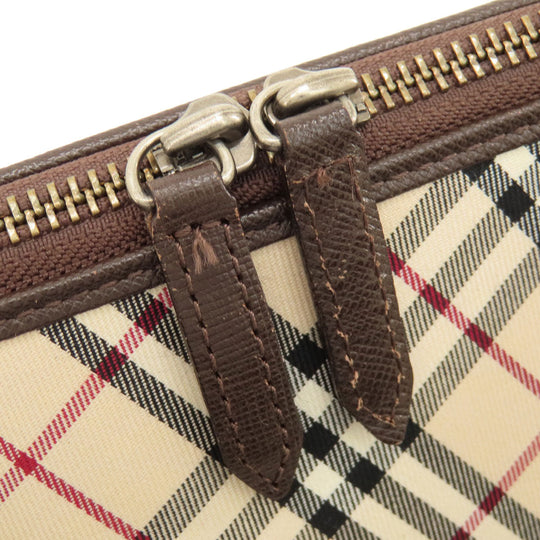 BURBERRY Handbag Canvas, Leather Brown Nova Check Women Used Authentic