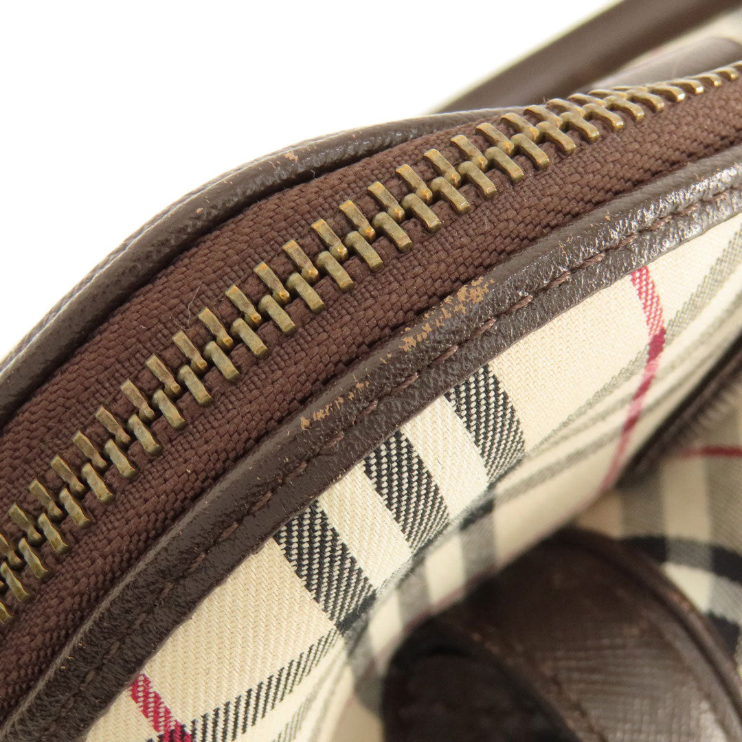 BURBERRY Handbag Canvas, Leather Brown Nova Check Women Used Authentic