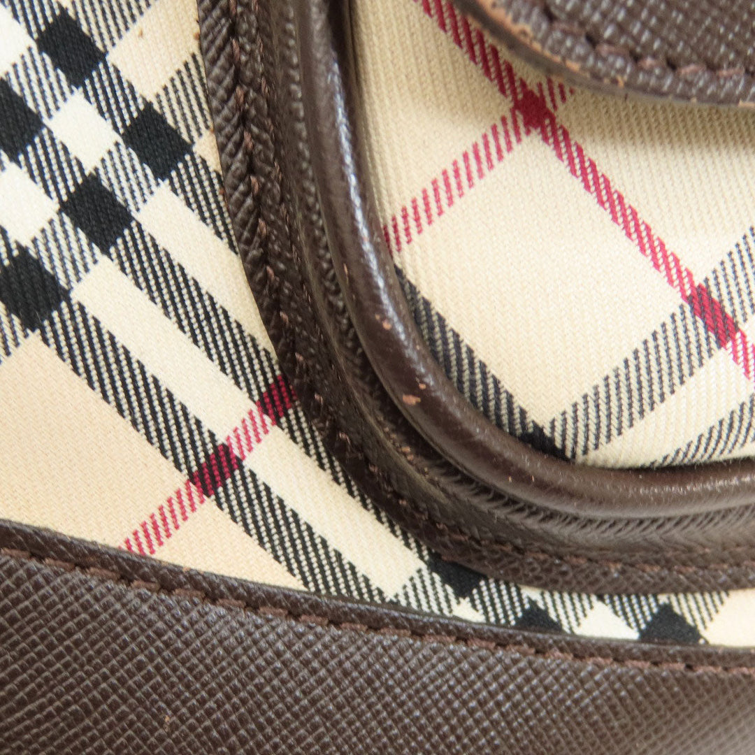 BURBERRY Handbag Canvas, Leather Brown Nova Check Women Used Authentic