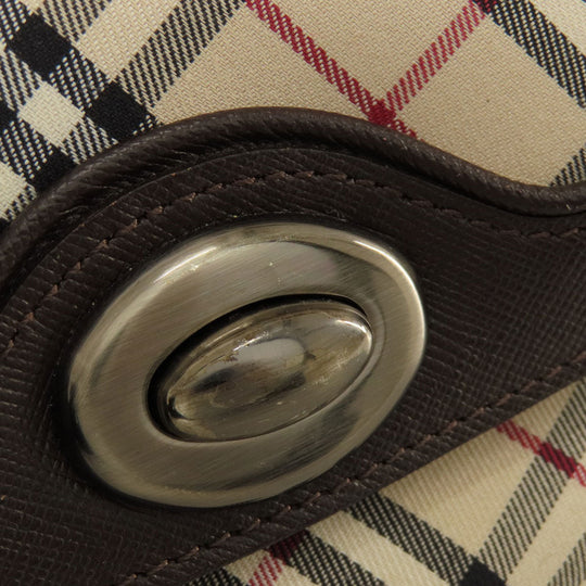BURBERRY Handbag Canvas, Leather Brown Nova Check Women Used Authentic
