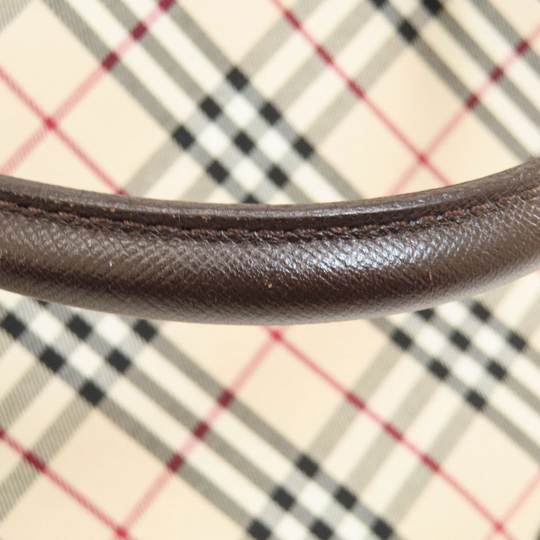 BURBERRY Handbag Canvas, Leather Brown Nova Check Women Used Authentic