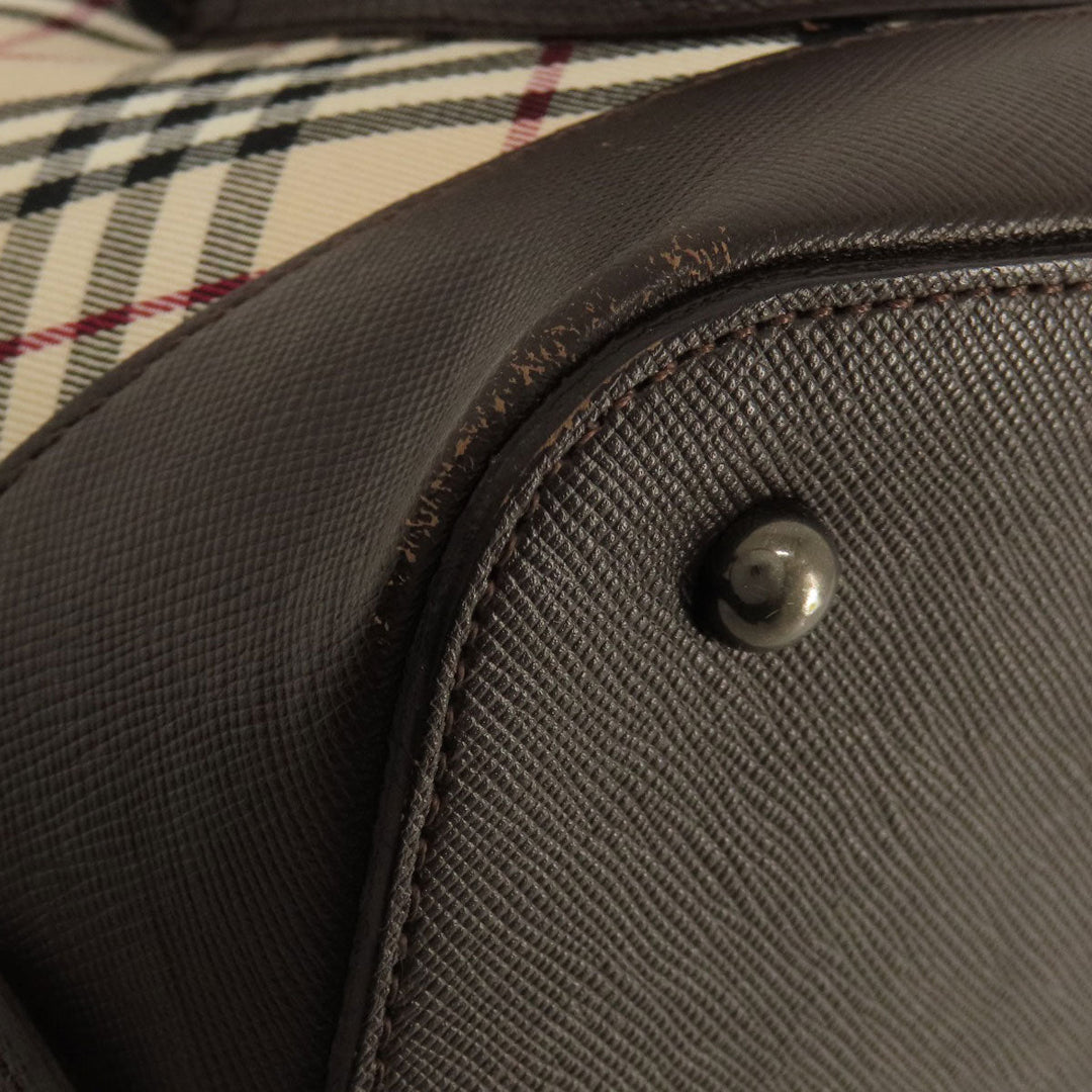 BURBERRY Handbag Canvas, Leather Brown Nova Check Women Used Authentic