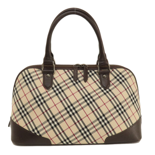 BURBERRY Handbag Canvas, Leather Brown Nova Check Women Used Authentic