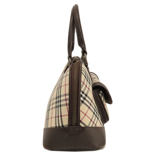BURBERRY Handbag Canvas, Leather Brown Nova Check Women Used Authentic