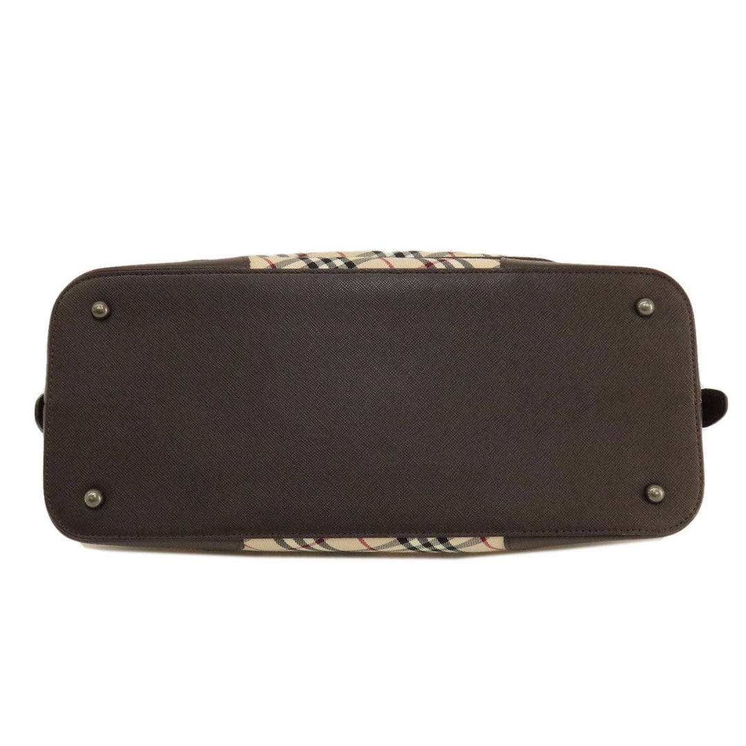 BURBERRY Handbag Canvas, Leather Brown Nova Check Women Used Authentic