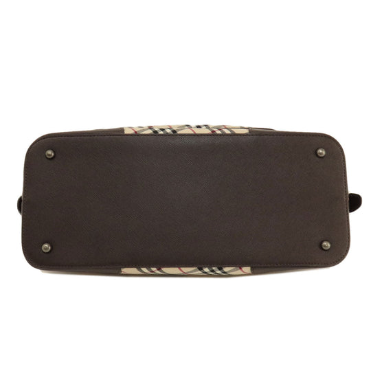 BURBERRY Handbag Canvas, Leather Brown Nova Check Women Used Authentic